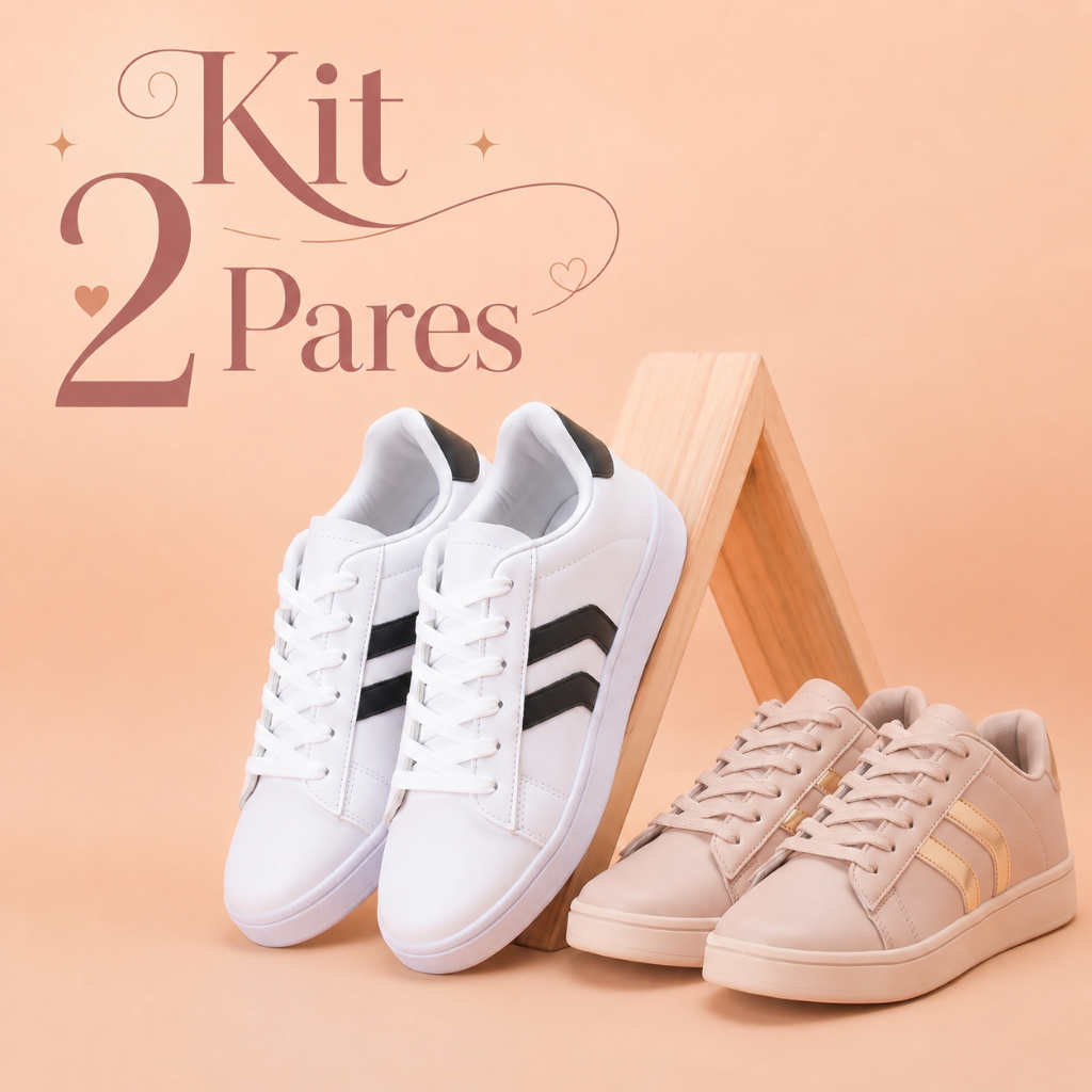 Kit 2 Pares Tênis Feminino Casual Delicado Macio Conforto Absoluto Dia A Dia
