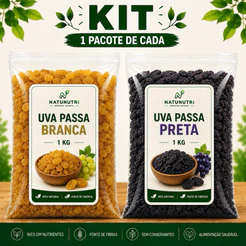 Kit uva passa preta + uva passa branca 1 pacote de cada - Natunutri