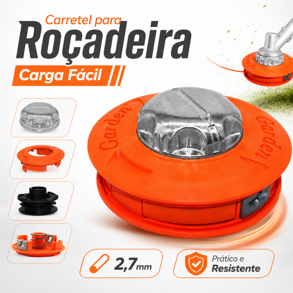 Carretel Automático Carga Fácil Para Roçadeira Toyama Kawashima Vulcan Garthen Com Fio Nylon 2,7mm 10m