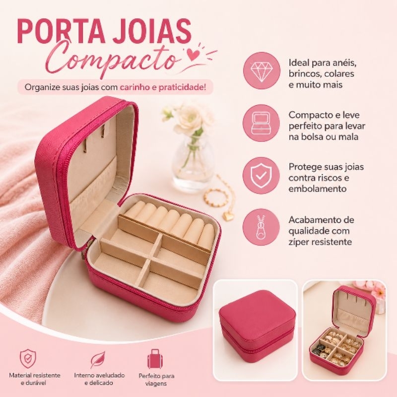 Porta Joias De Viagem Mini Organizador De Joias Portátil Com Divisórias Caixa Estojo Com Zíper
