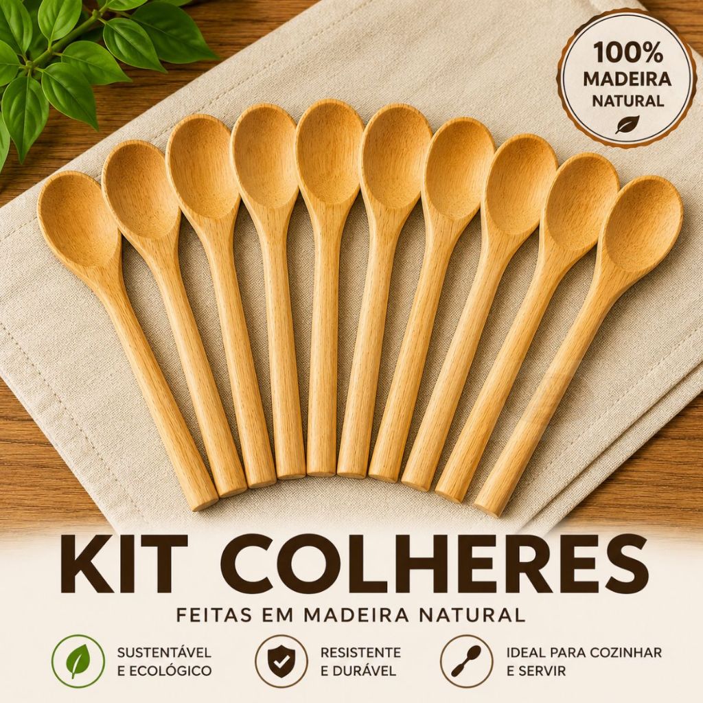 Kit com 5, 10 ou 20  Colheres de Pau Madeira em Pinus para cozinha Artesanal Tam 23cm 30cm 38 cm uso diario Cozinha Pr