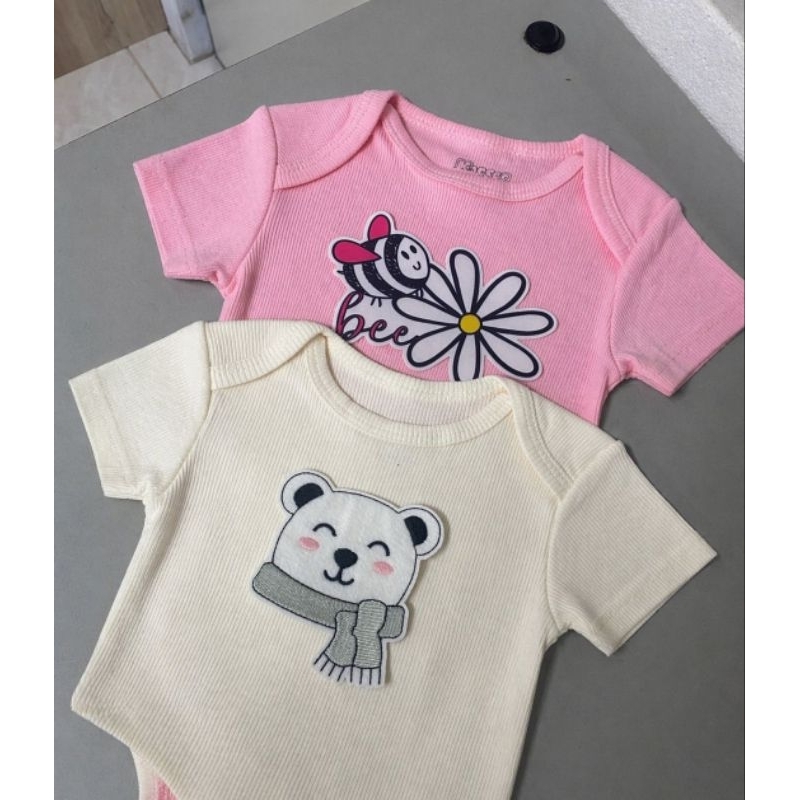 Boby Infantil Bordado/Estampado Canelado - Manga Curta