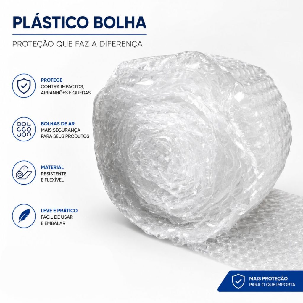 Plástico Bolha Colmeia 30cm x 10m Proteção Segura para Transporte
