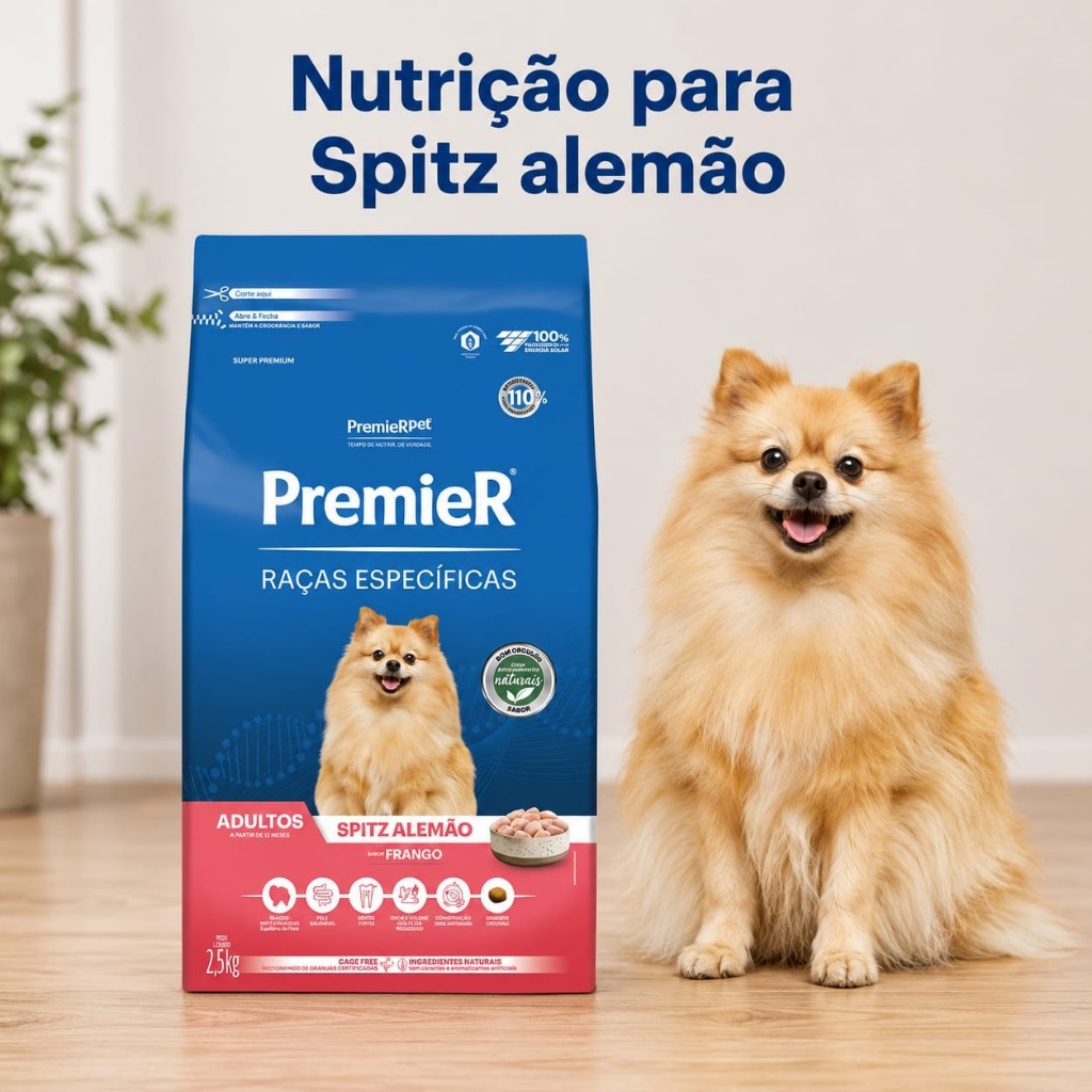 Ração Premier 7,5kg Lulu da Pomerânia Spitz Alemão Raças Específicas Adultos Frango Super Premium