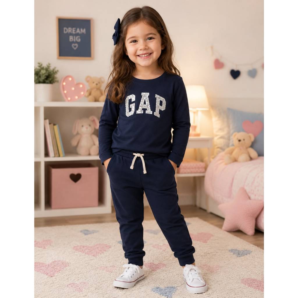 GAP - Camiseta Brilho Logo Lantejoula Reversível Infantil