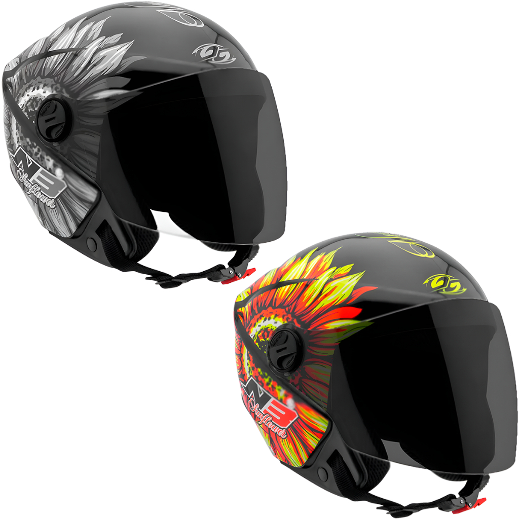 Capacete Moto Protork New Liberty Sunflower Cinza e Laranja Viseira Fumê