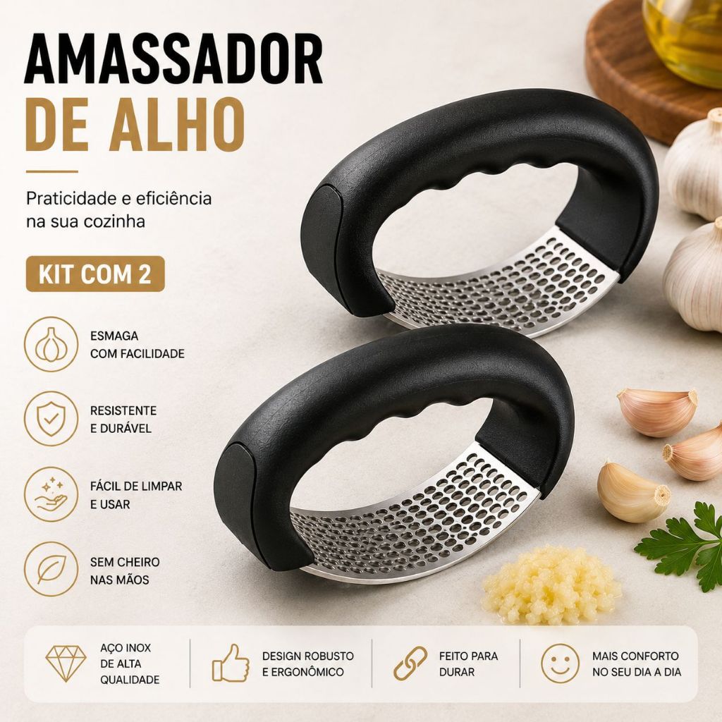 Espremedor Amassador Triturador De Alho Inox Manual Prático E Fácil De Lavar- Envio imediato