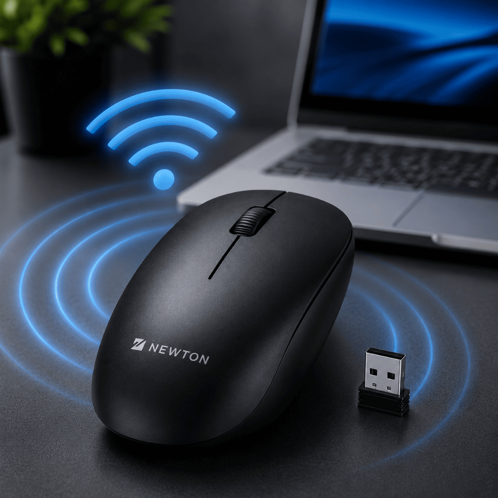 Mouse Sem Fio Wireless Preto NMS-007 USB 2.4GHz Óptico Ergonômico Para Notebook PC