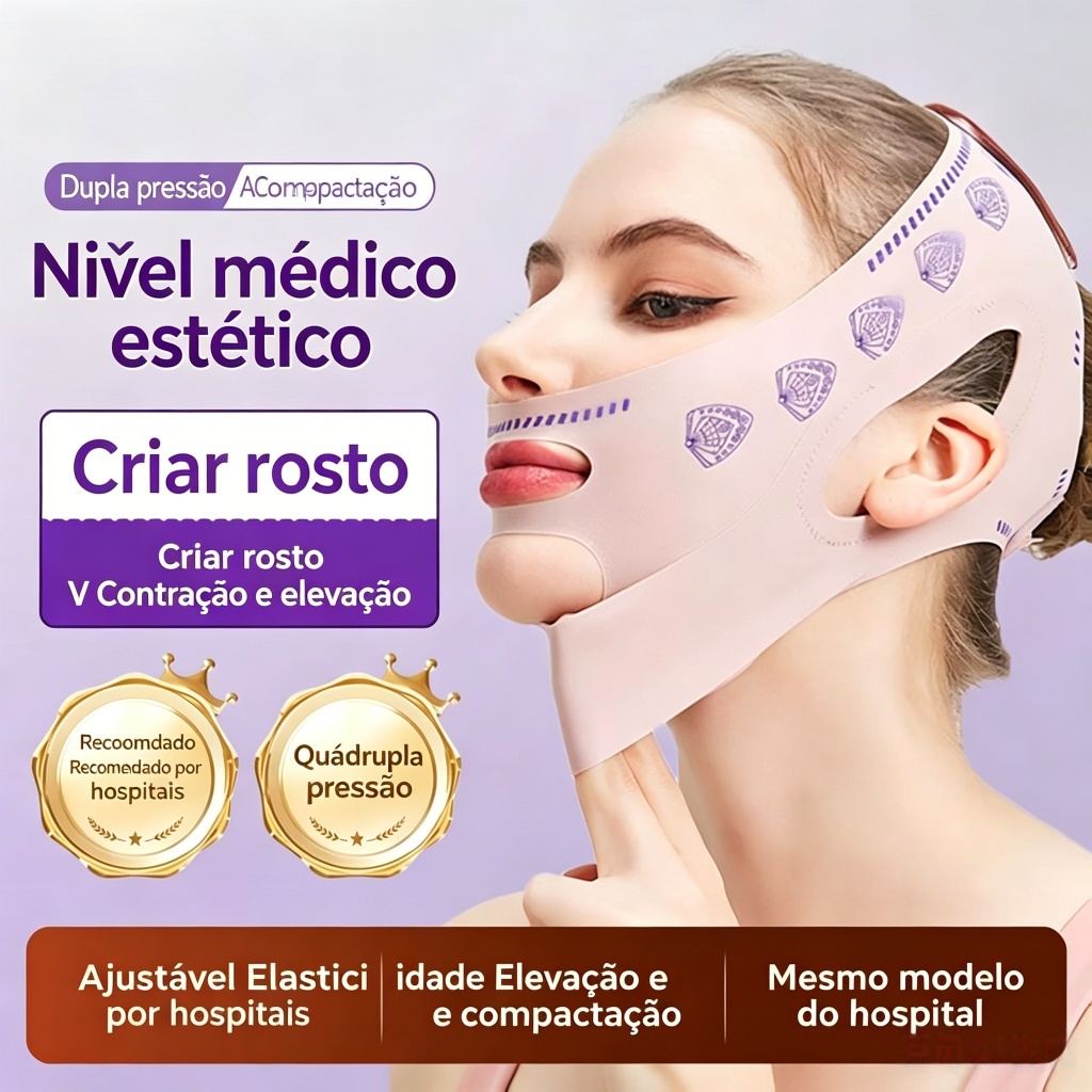 Máscara Modeladora de Rosto em V: Elasticidade Ajustável e Uso Dia e Noite