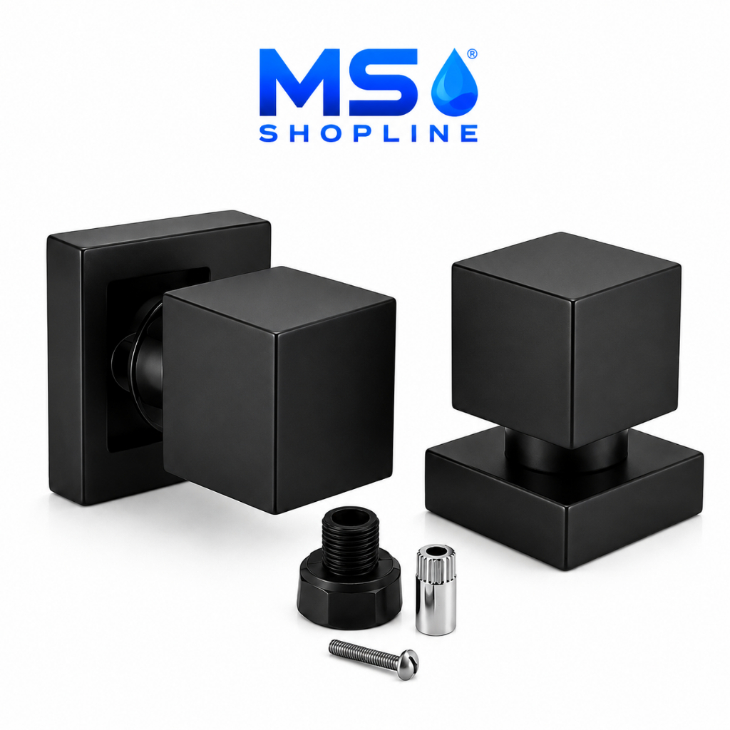 Kit 2 Acabamentos Registro Quadrado Preto Fosco Premium 100% Metal Banheiro Chuveiro Deca Docol