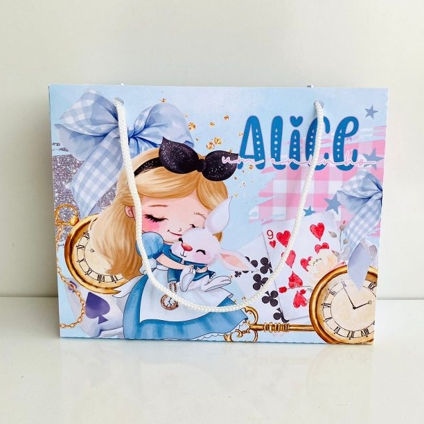 Sacolinha lembrancinha personalizada ALICE NO PAIS DAS MARAVILHAS - festa infantil PEGUE E MONTE