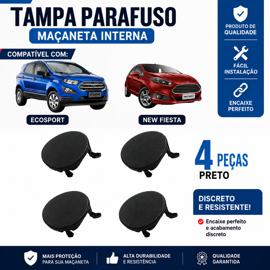 Tampa do Parafuso da Maçaneta Interna da Porta Ford Ecosport, Fiesta e Ka