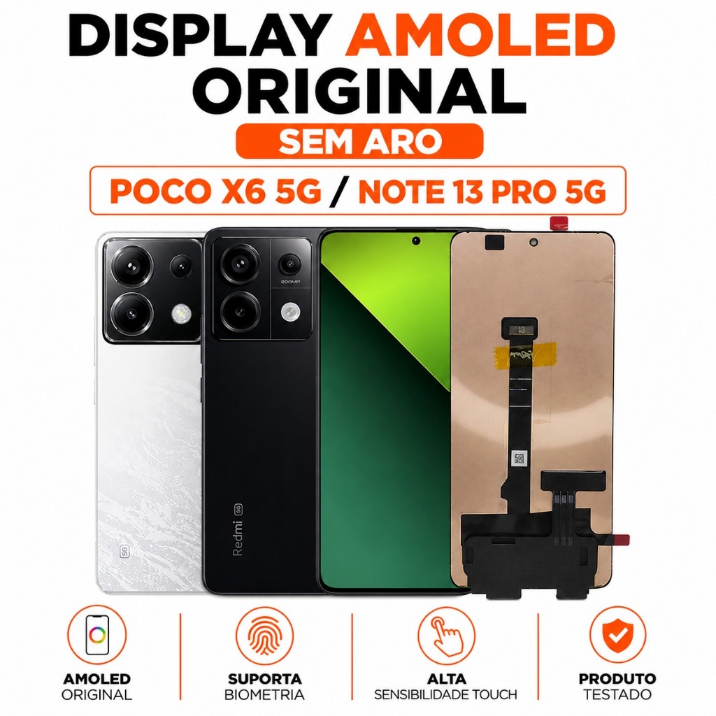 Display Poco X6 5G / Redmi Note 13 Pro 5G Tela AMOLED Original Frontal Sem Aro M