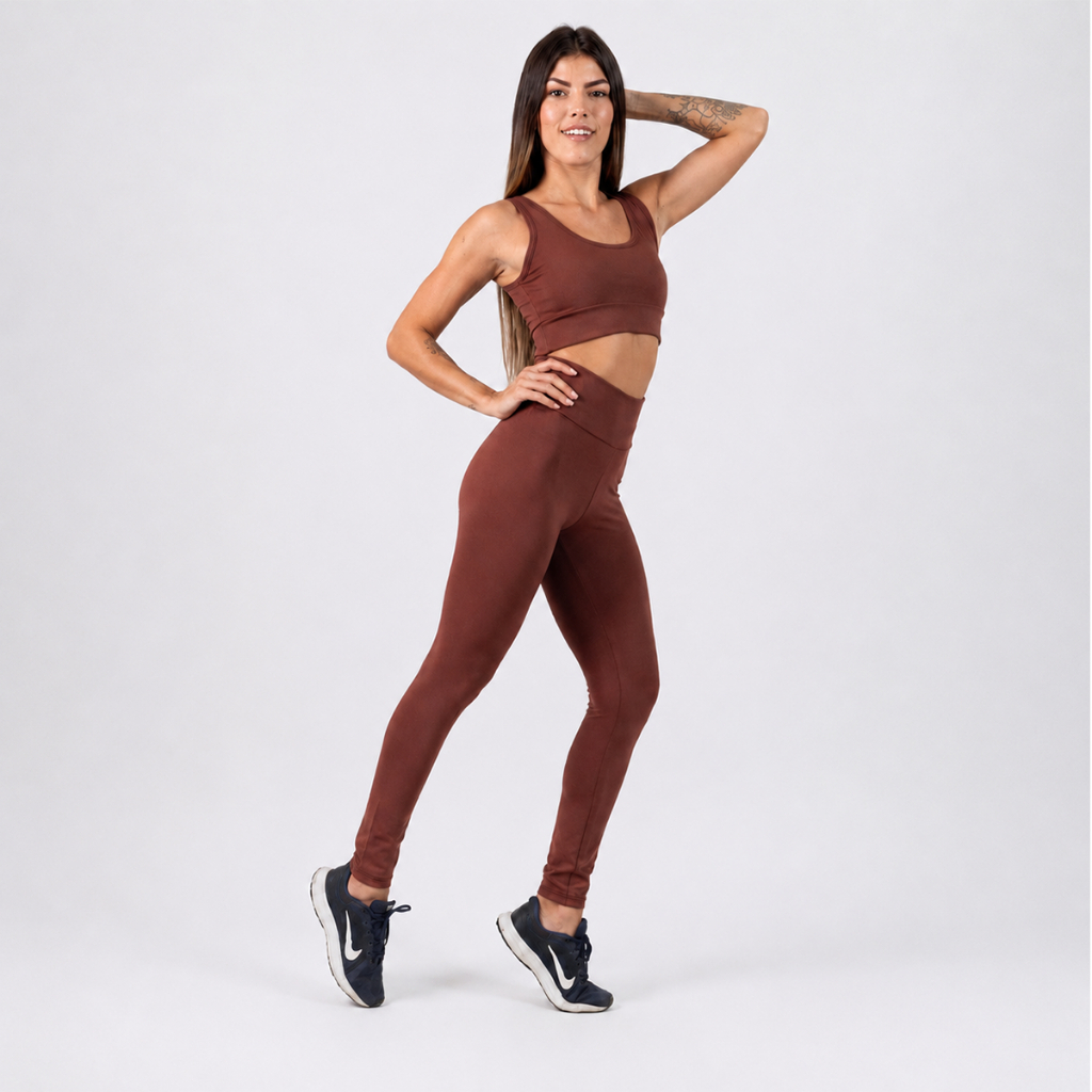 Conjunto academia Calça Legging e Top fitness básico em diversas cores.