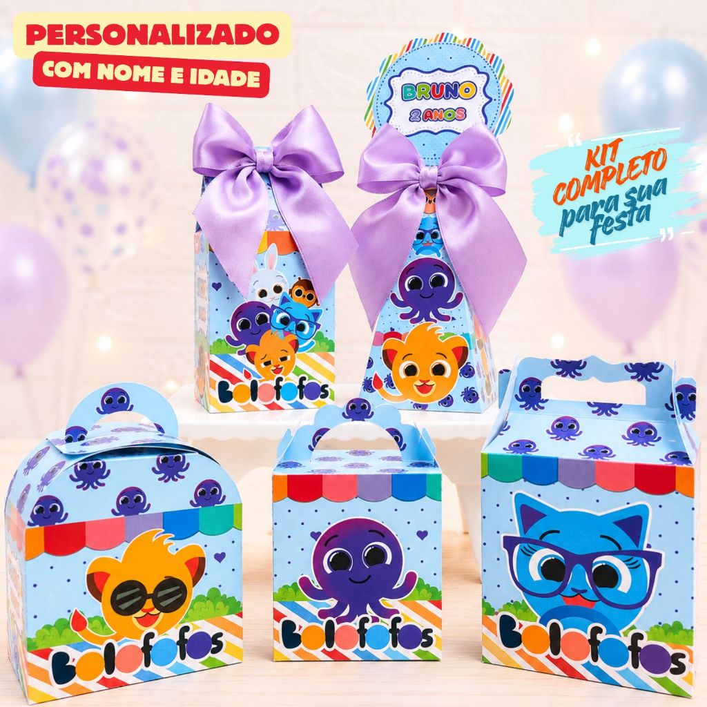 Kit Caixas BOLOFOFOS/Caixinhas Personalizadas + Brinde/Lembrancinhas de Festa Infantil/Aniversario