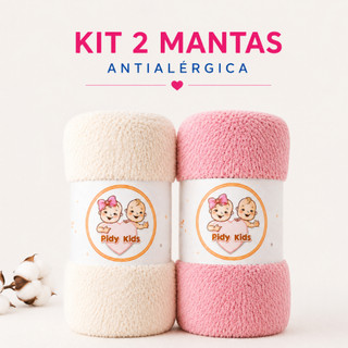 kit 2 Mantas  Bebê Soft Antialérgica 70x95cm Macia Quentinha Lavável Enxoval Premium Unissex