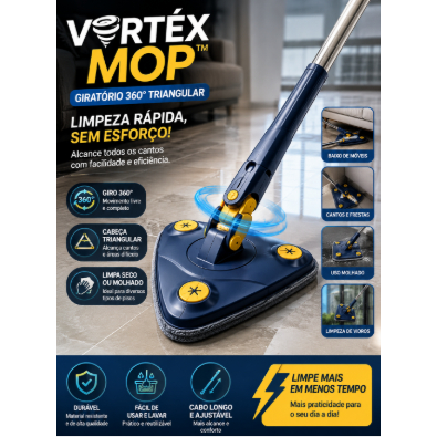 Mop Giratório 360° Triangular para Limpeza Rápida