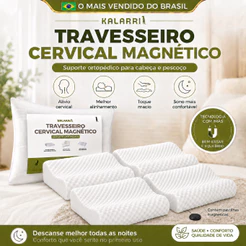 KIT 2 Travesseiro CERVICAL Corte 3D Ortopédico Espuma Americana MAGNÉTICO Terapêutico Anti Ronco