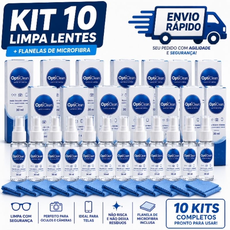 Kit 10 Spray Limpa Tela Tv Celular Notebook Lente Oculos Lupa Binoculo Telescopio - Frasco 30ml