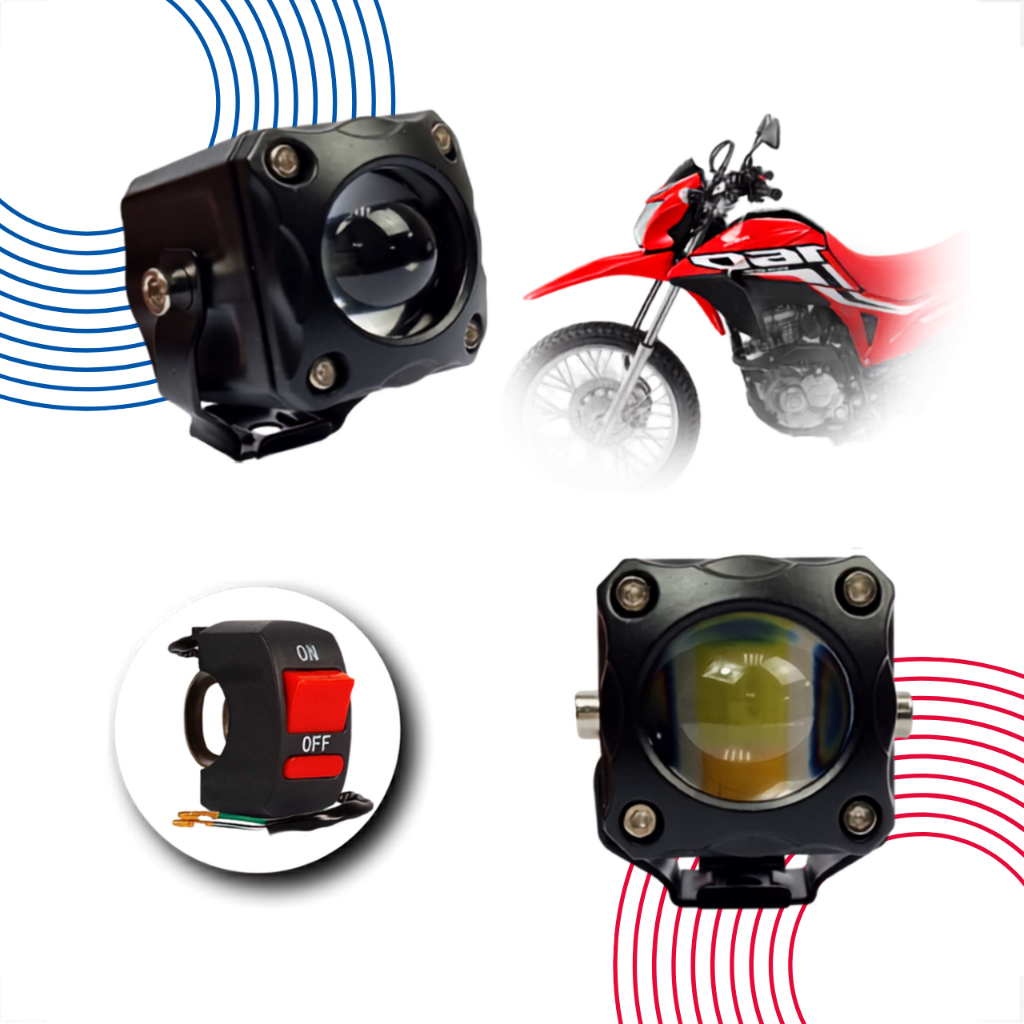Kit Farol De Milha LED F13 Mini Honda NXR 160 Bros 2015 A 2024 Bicolor Com Strobo