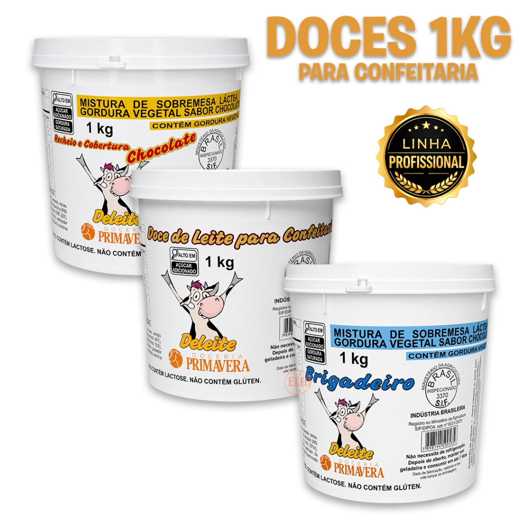 Kit Doces DELEITE 1KG Linha Profissional - Padaria Confeitaria Pizzaria Bolo Festa - PRONTO PARA USO