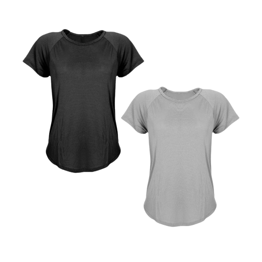 Kit 2 Camisetas Feminina para Academia Corrida Exercícios Fitness Verão Confortável
