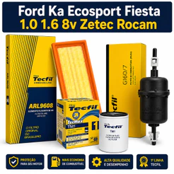 Kit Filtros Ford Ka Ecosport Fiesta 1.0 1.6 8v Zetec Rocam Oleo Ar Combustivel