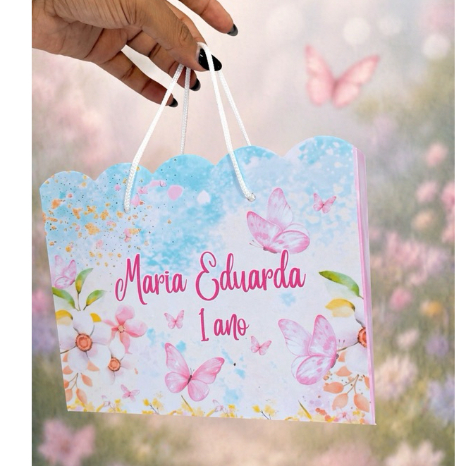 10 Sacolinhas Personalizada Jardim das Borboletas Lembrancinha | Festa | Jardim encantado | Aniversário