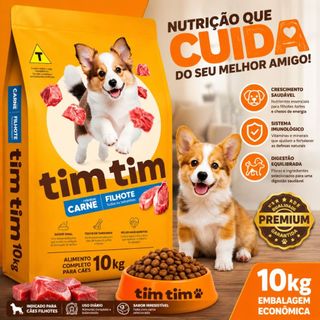 Ração Filhote Premium Tim Tim Dog 10,1kg Sabor Carne Alta Proteína 28% Para Cães Envio Full