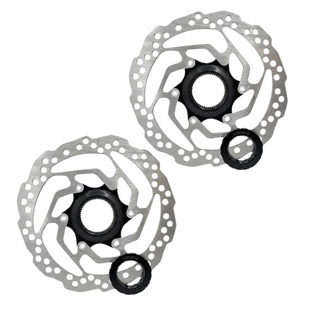 Par Rotor Disco Shimano Mtb 160mm Center Lock Sm-rt10 Prateado