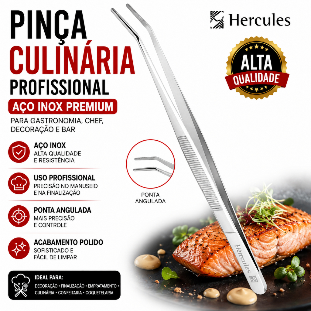 Pinça Culinaria Profissional Aço Inox Gastronomia Chef Decoração Bar Cozinha ALTA QUALIDADE Hercules