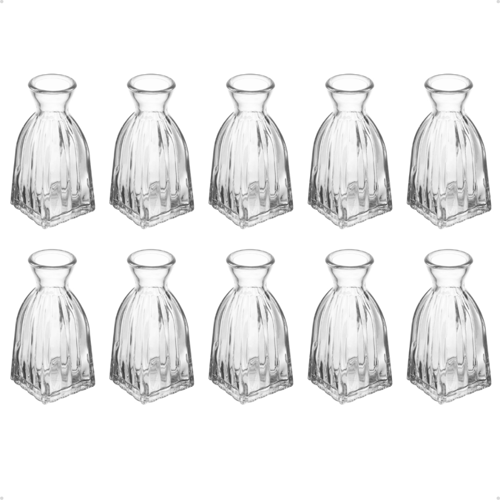 Kit 10 Mini Vasos Vidro Decoração Sala Flores Vasinho Lembrancinha Centro Mesa Casamento Artesanato