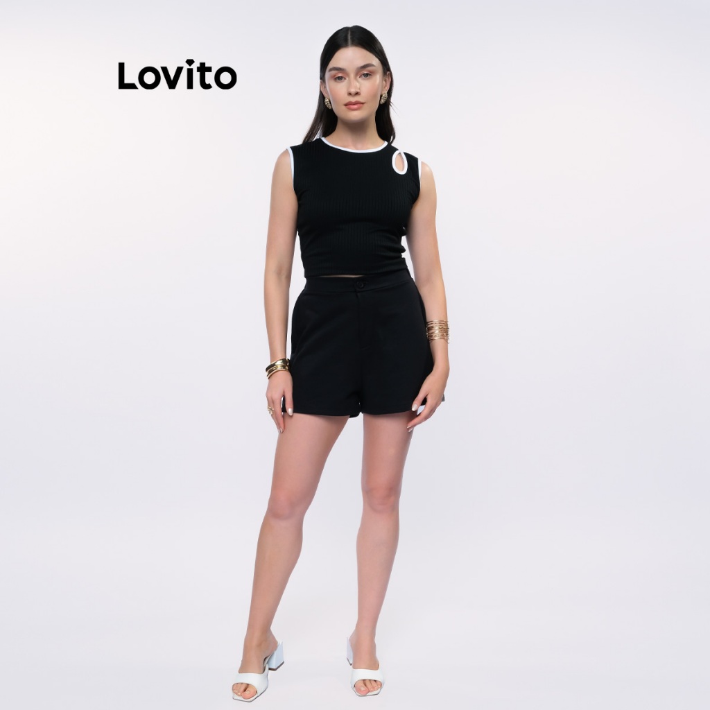 Lovito Shorts Feminino Moletom com Elástico STB532BRL562