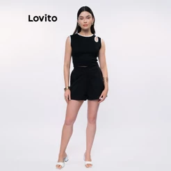 Lovito Shorts Feminino Moletom com Elástico STB532BRL562