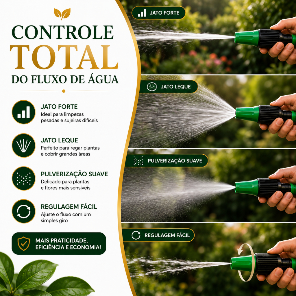 Conjunto Esguicho para Mangueira 4 Peças Ajustável com Engate Rápido Adaptador para Jardim Carro Quintal e Limpeza — imagem 2 de 2