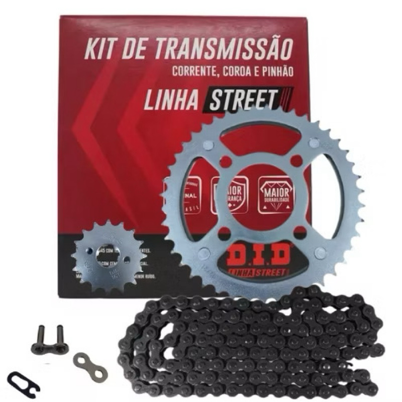 Kit Relação Titan 150 Fan 150 2004 a 2015 DID Transmissão Completa Corrente Coroa Pinhão Sem Retentor 13270