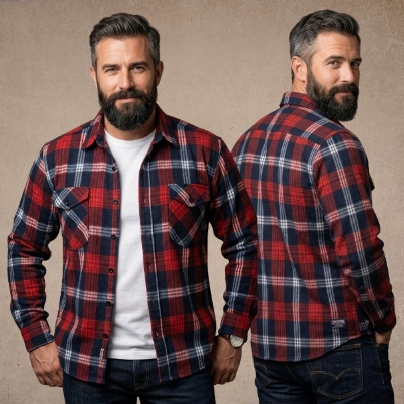 Camisa Xadrez Masculina Flanelada Manga Longa Casual Moderna Confortável
