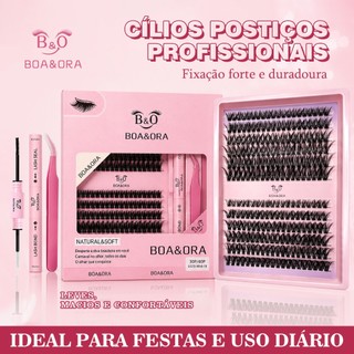BOAORA Kit Cílios Postiços em Tufos DIY 240/480 MIX 9-16mm Volume Russo Wispy Manga com C…