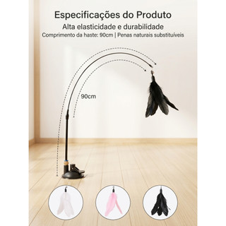 Brinquedo para Gatos com Pena e Sino, Varinha Longa com Ventosa, Antiestresse e Autodiversão