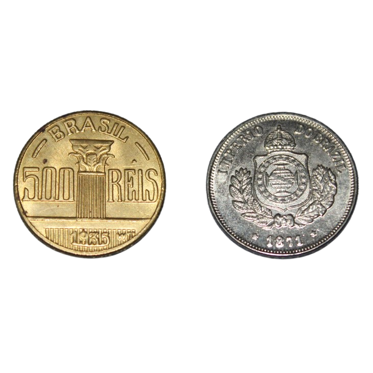 Moeda Souvenir 500 Réis 1935 e 50 Réis 1871