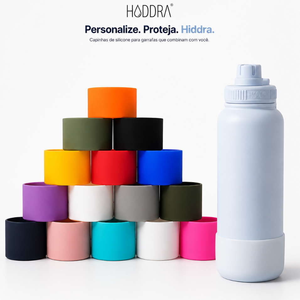 Capa Protetor de Garrafa Bota de Silicone para Copo Térmica Hiddra 600 ML/800ML/850ML/1200ML