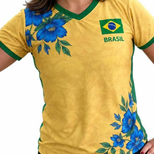 Camiseta do Brasil Floral Feminina