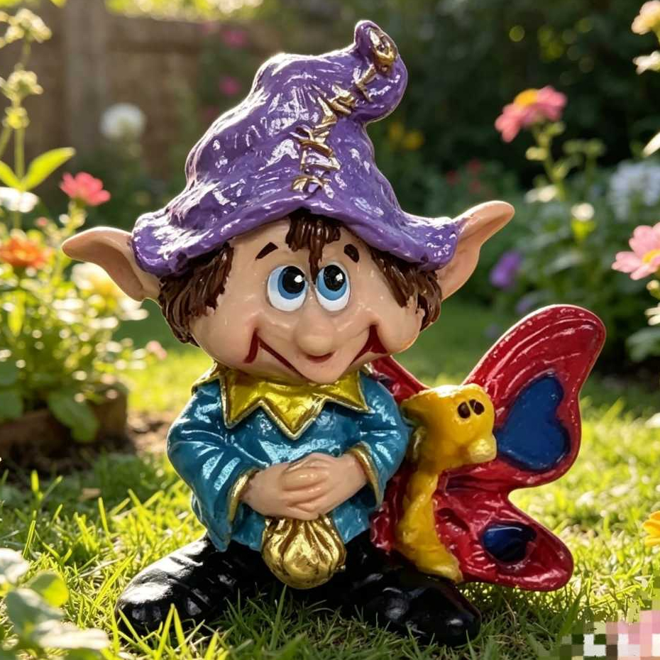 Duende Guinômo Anão Dumy 10cm Estátua em Resina Decorativo Colecionável Fantasy