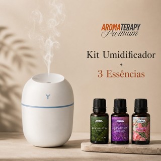 Kit de Umidificador Aromatizador com 3 Essências | Difusor de Ambient + Essências Aromatizantes 20ml