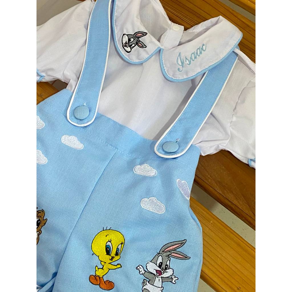 Roupa baby looney tunes/ macacão baby looney tunes/jardineira perna longa/ roupa menino
