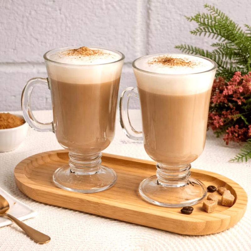 Jogo de Canecas para Cappuccino/Chocolate Quente Gamma – Kit com 6 Peças em Vidro Transparente