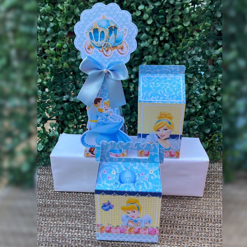 Lembrancinha personalizada Princesa Cinderela caixinha aniversario kit festa mimos decoração de aniversario Princesa
