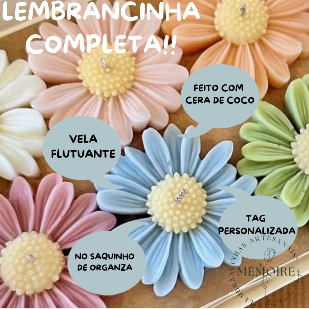 KIT 50 LEMBRANCINHAS MARGARIDA VELA  FESTA BEBE MATERNIDADE ANIVERSARIO 15ANOS BODAS