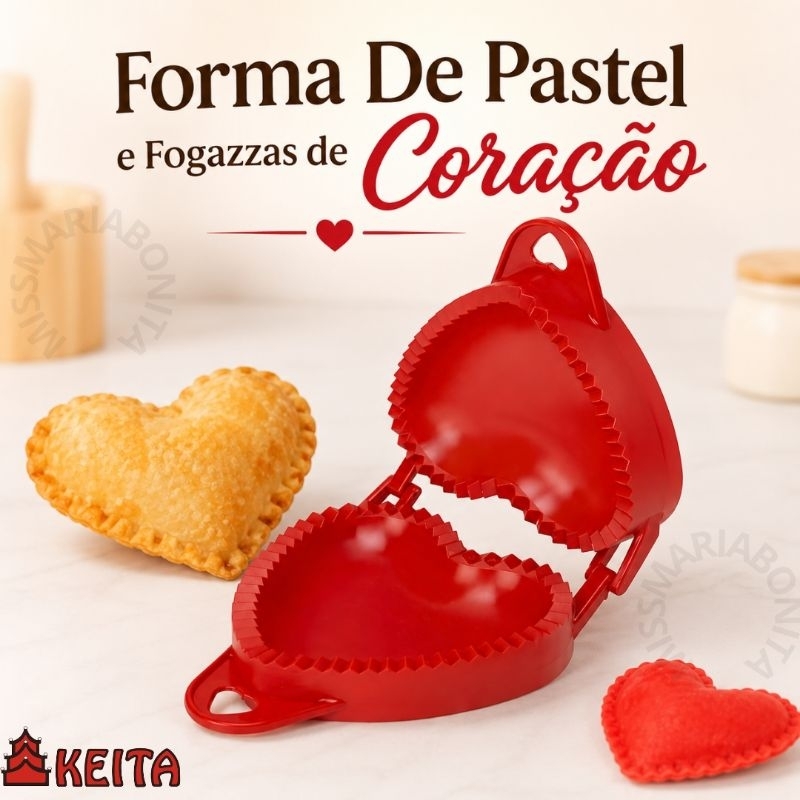 Forma Pastel Coração Keita Molde para Pastel e Fogazza Massas Recheadas