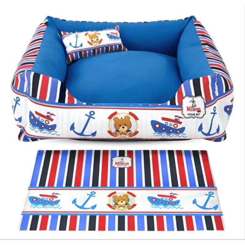 kit Cama Pet Ursinho Marinheiro 03 peças Mileva